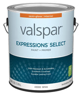 Valspar Expressions Select 4300 028.0043000.007 Latex Paint, Acrylic Base, Semi-Gloss, White Base, 1 gal